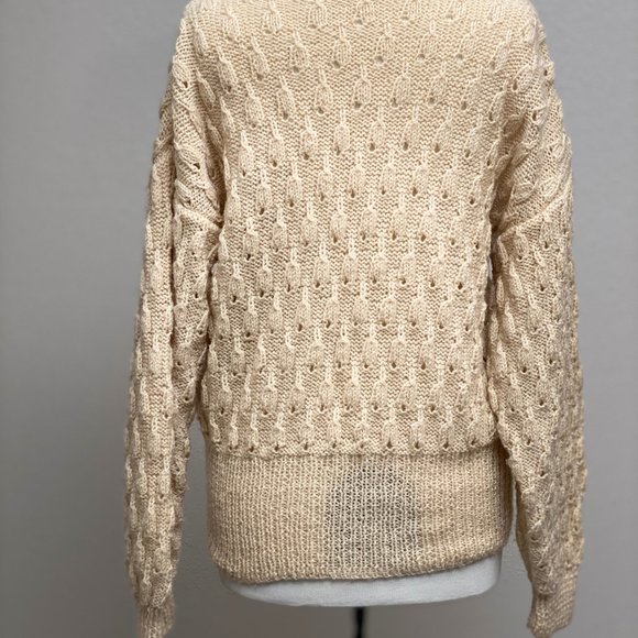 Vintage Handmade Lacy Knit Sweater One Size - Picture 3 of 10